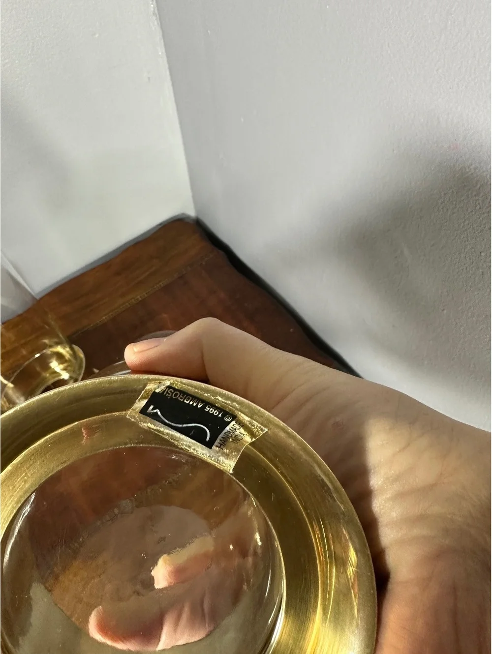 Vintage 1995 Ambrosia Brass&Glass Hurricane Candle Holders Pair - Made in India